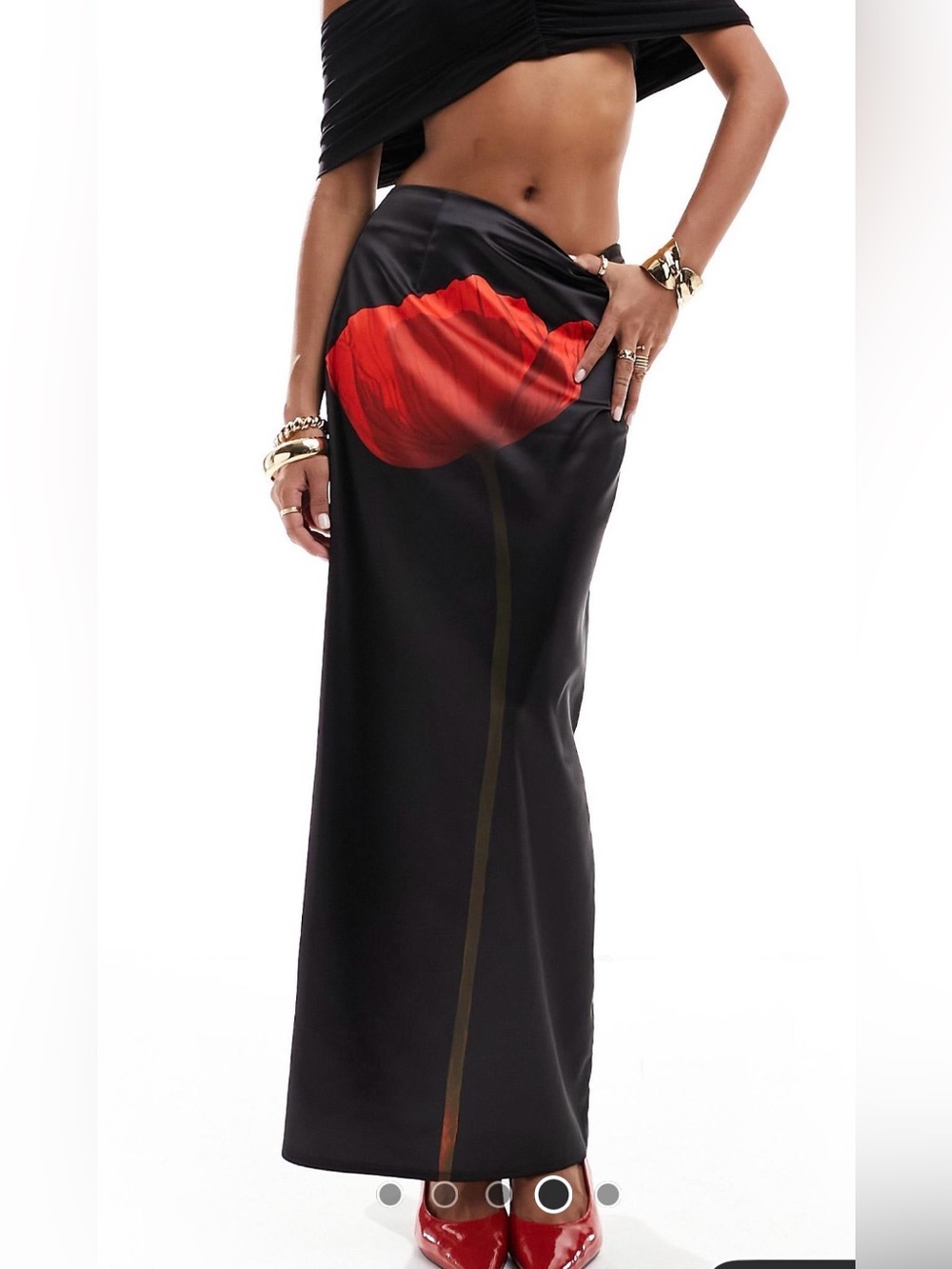 Satin flower mini skirt